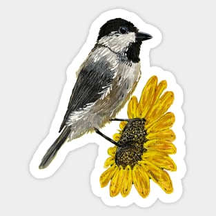 Sunflower With A Chickadee Sticker